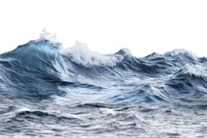 A powerful ocean wave crashes into the sea creating white foam, showcasing the beauty and strength of nature's water element. png