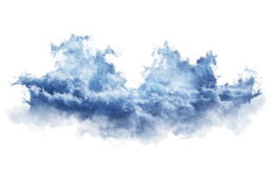 A high-resolution image of a fluffy, blue-tinted cloud isolated on a transparent background. perfect for weather-themed projects or nature designs. png