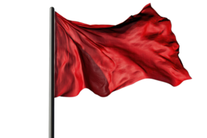 uma vermelho bandeira acenando dentro a vento, simbolizando Atenção ou perigo, isolado em uma transparente fundo. png