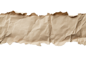 A torn piece of brown paper with rugged edges on a transparent background, ideal for design and craft projects. png