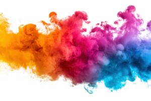 A vibrant explosion of colorful powder creating a dynamic and eye-catching visual effect on a transparent background. png