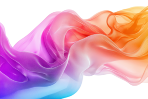 A vivid and dynamic abstract image with flowing multicolored shapes in shades of purple, pink, and orange on a transparent background. png