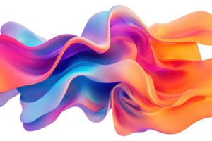 Abstract colorful gradient waves forming a dynamic and flowing pattern. Vibrant and fluid digital art suitable for creative and modern designs. png