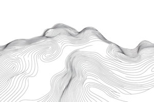 Abstract grayscale digital art resembling mountainous terrain with wavy contour lines creating a surreal landscape vibe. png