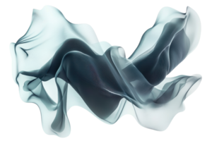 Abstract flowing silk fabric creating elegant and fluid shapes on transparent background. Perfect for backgrounds and design elements. png