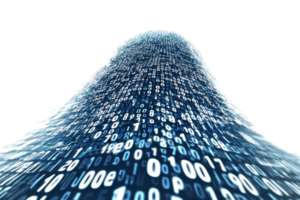 Abstract digital tunnel with binary code. Concept of data flow, technology, and digital revolution. Blue matrix stream background. png