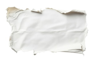 Abstract image of a crumpled and torn white paper sheet isolated on a transparent background for texture and design use. png