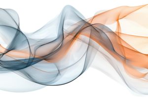 Abstract wave design with flowing lines in blue and orange tones creating a smooth and modern artistic background. png