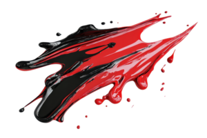 Abstract splash of red and black paint isolated on transparent background. offering a dynamic and artistic visual impact. png