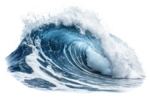An impressive ocean wave captured at its peak, displaying the powerful and dynamic beauty of nature in stunning detail. png