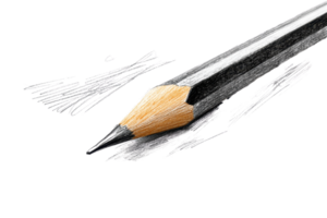 Close-up of a sharpened pencil with graphite marks on a transparent background. perfect for illustrating art, creativity, and writing concepts. png