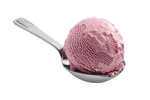 Close-up of a spoonful of creamy pink ice cream. Perfect for dessert, food, and sweet-themed stock images or culinary presentations. png