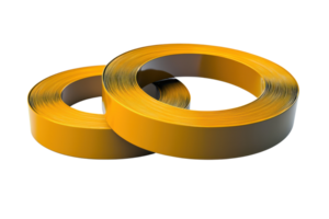 Close-up of two rolls of yellow adhesive tape on a transparent background. ideal for packaging, sealing, and office use. png