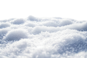 Close-up of fresh white snow with a soft, fluffy texture. Perfect for winter and nature-themed projects, evoking a serene, calm atmosphere. png
