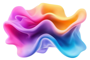 Colorful abstract 3D shape with flowing, vibrant gradient hues of pink, purple, and blue on a transparent background. representing creativity and design. png