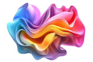 Colorful abstract digital art with vibrant 3D shapes blending into a dynamic and fluid design, perfect for creative and artistic projects. png