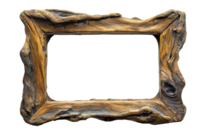 Rustic wooden frame with natural texture, isolated on a clean transparent background. perfect for art or photo display. png
