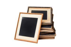 Stack of vintage photo frames placed on a transparent background. ideal for decoration, memory preservation, and photography projects. png