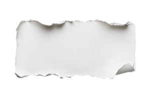 Torn piece of white paper isolated on transparent background. Perfect for text insertion or creative projects, with realistic tear edges. png