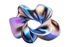 3D abstract metallic twisted shape with vibrant colors, rendering design element for modern and futuristic concepts, isolated on white. png
