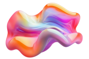 Vibrant abstract fluid shape with gradient colors, displaying a modern and creative design element perfect for digital art and backgrounds. png