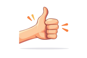A cheerful illustration of a thumb up signifying approval or success. Great for concepts of positivity, endorsement, and social approval. png