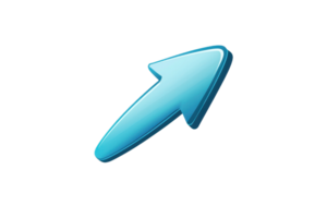 Blue arrow icon pointing upwards, representing growth, success, and progress in a transparent background. Perfect for business and infographic use. png