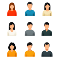 illustration of diverse male and female avatars. Perfect for representing user profiles on social media, websites, and applications. png