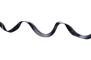 Black twisted ribbon with an elegant wave pattern on a transparent background. Perfect for decorations, design elements, and crafts. png