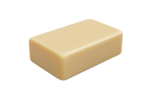 A single beige bar of soap isolated on a transparent background. Ideal for hygiene, skincare, and cleanliness concepts. png