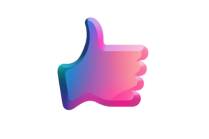 Colorful gradient thumbs up icon, representing approval, satisfaction, or agreement. Perfect for social media, reviews, and feedback representation. png