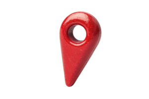 Red metal climbing piton for rock climbing and mountaineering. Essential climbing equipment for safety in alpine and ice climbing conditions. png