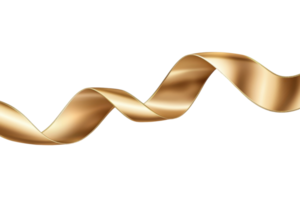 Elegant gold ribbon, isolated on transparent background. Perfect for celebrations, decorations, packaging, and festive occasions. png