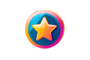 A vibrant, colorful star icon with a gradient background, perfect for representing success, achievement, or a highlight in a digital format. png
