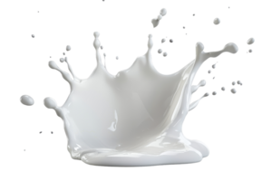 High-speed capture of a white liquid splash in mid-air, showcasing fluid motion and dynamic energy on a transparent background. png