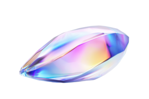 Elegant iridescent prism gemstone with rainbow hues, capturing the vibrancy and brilliance of refracted light on a transparent background. png