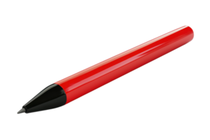 Red and black pencil in close-up against a transparent background. showcasing its sharp tip and sleek design for writing and drawing purposes. png