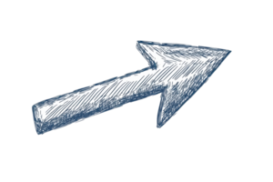 Hand-drawn sketch of a rightward pointing arrow on a transparent background, ideal for creative projects and presentations. png