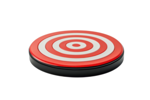 Close-up of a red and white bullseye target on a transparent background. ideal for concepts of accuracy, focus, and goal setting. png