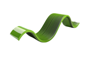 Green abstract wave design isolated on transparent background. Modern and minimalistic curved shape ideal for backgrounds or digital art. png