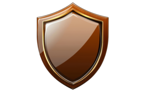 High-quality illustration of a brown shield with a reflective surface, symbolizing protection, security, and safety. png