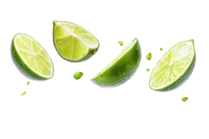Fresh lime slices isolated on transparent background. perfect for culinary and tropical drink presentations. High-quality image with vibrant green hues. png