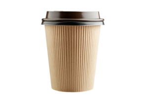 Disposable coffee cup with a black lid isolated on a transparent background. Ideal for takeaway beverages, eco-friendly, and convenient. png