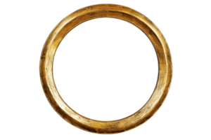 Gold circular frame isolated on transparent background. Elegant round design for decor or art projects, perfect for adding a vintage touch. png