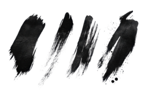 Abstract black brush strokes on a transparent background. High-resolution image suitable for design, art, and creative projects. png