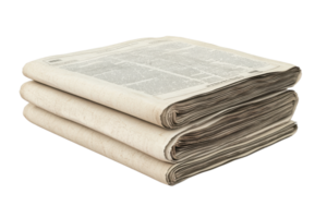 Stack of three newspapers isolated on transparent background. representing traditional print media and information dissemination. png