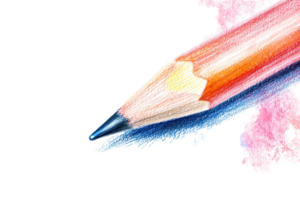 Close-up of a vibrant color pencil on transparent background. Perfect for illustrating creativity, art, and drawing concepts. png