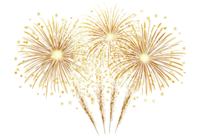 A dazzling display of golden fireworks exploding in the night sky, capturing the sense of celebration and joy. png