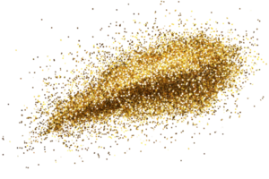 Sparkling golden glitter explosion on transparent background. symbolizing celebration and festive cheer. Perfect for New Year or party themes. png