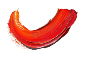 A vibrant stroke of red and orange paint on a transparent background, showcasing dynamic colors and artistic expression. png